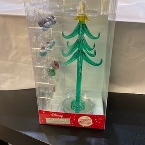 New NIB 8" Ruz Disney Stitch Christmas Miniature Glass Tree 12 Ornaments
